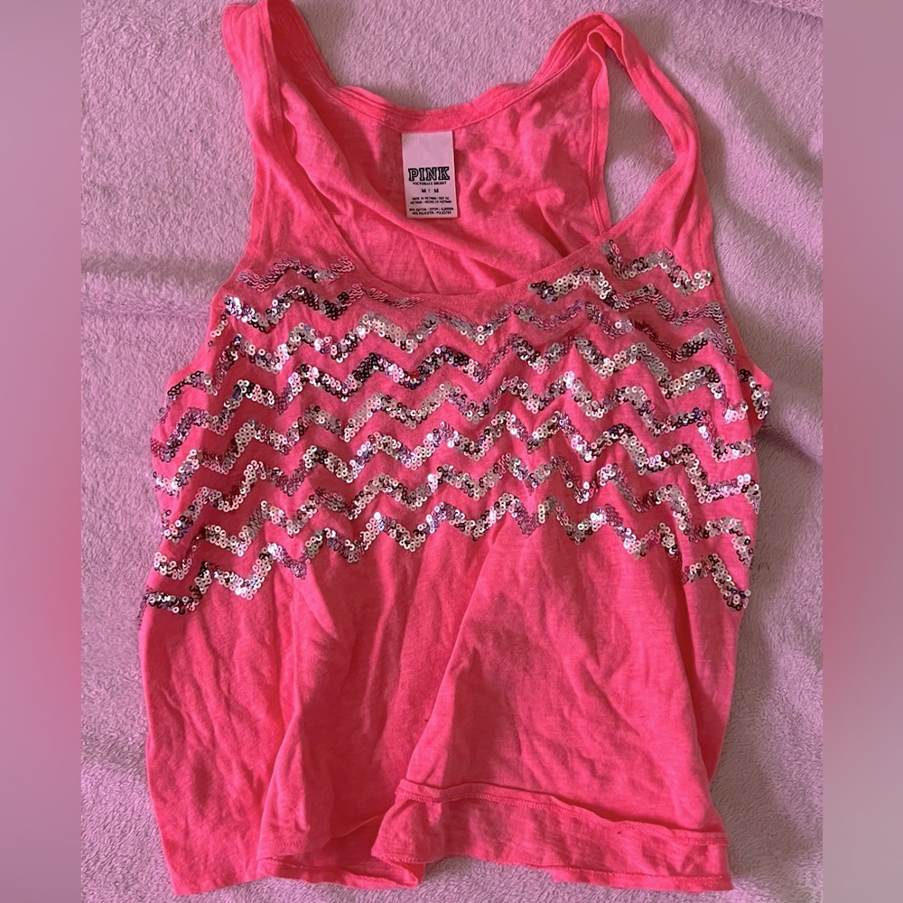 Crop bling PINK tank